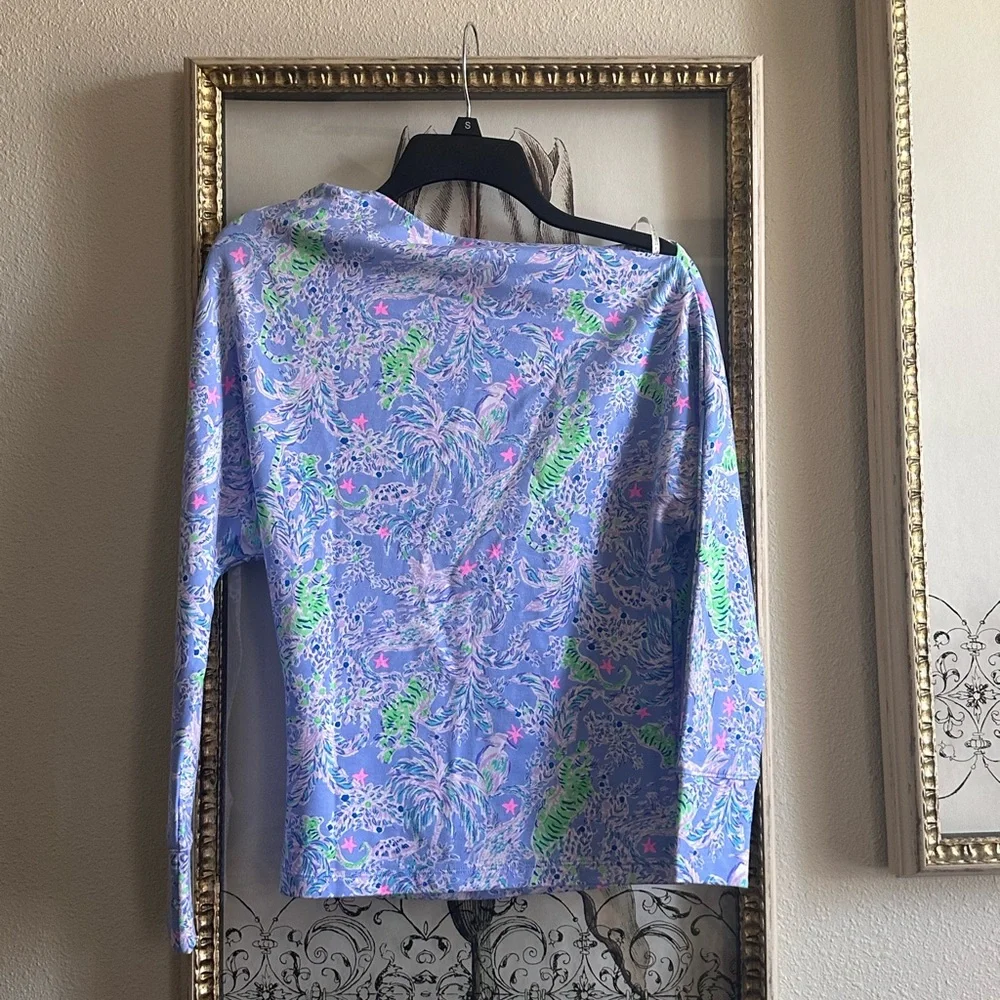 Lilly Pulitzer New Blue Peri Off-Shoulder Top - Picture 3 of 4